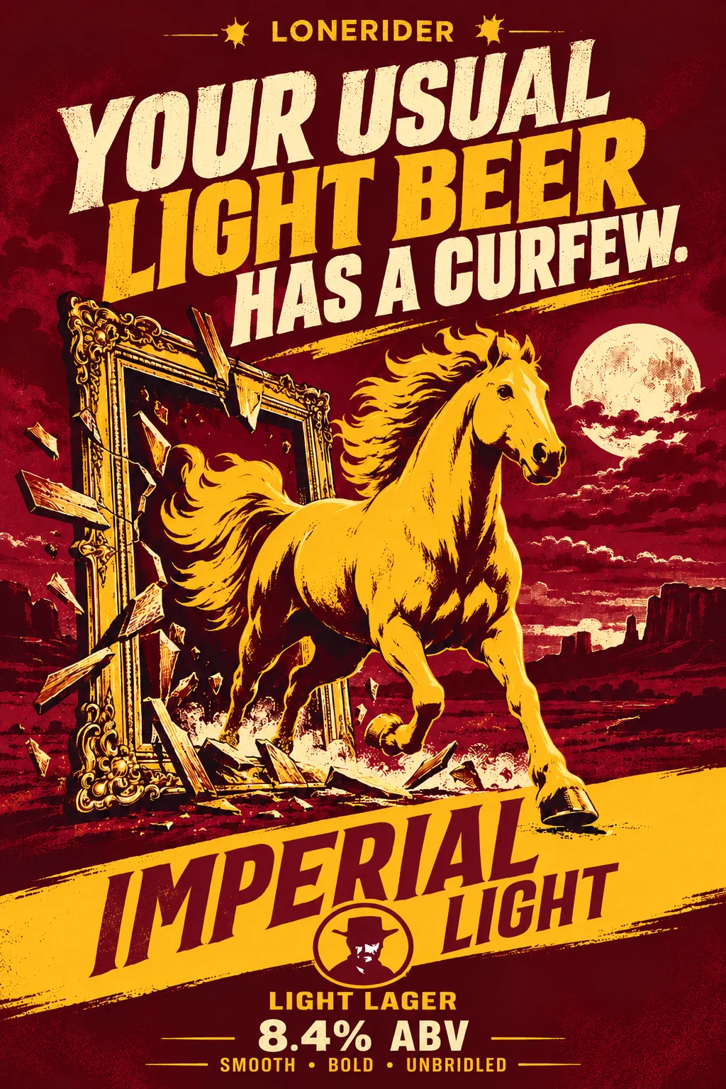 Imperial Light poster: Light beer, unbridled.