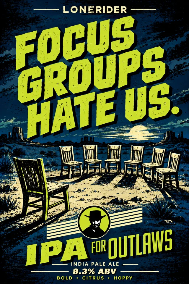 IPA for Outlaws poster: Focus groups hate us.