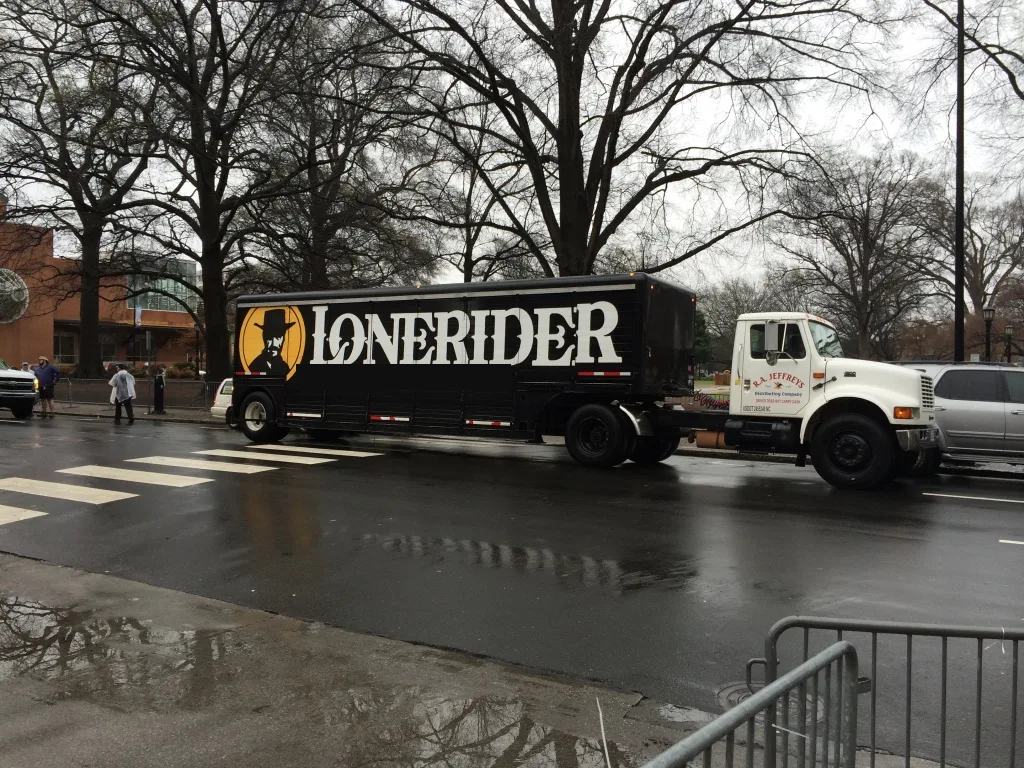 The Lonerider truck, out on a delivery