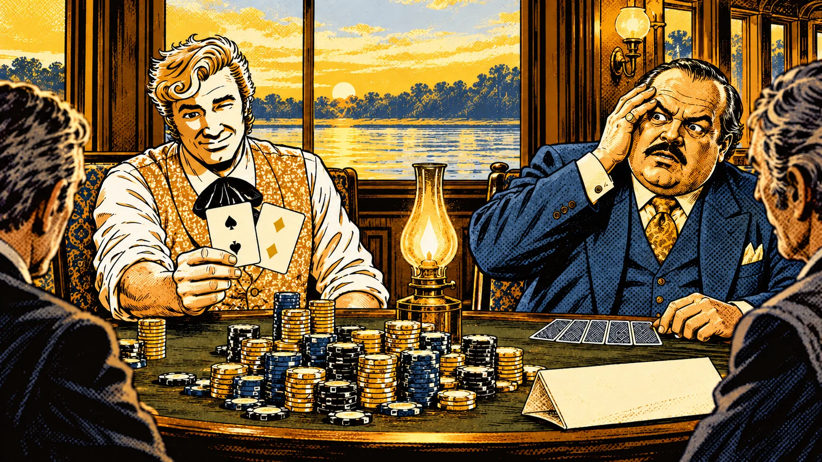 Sundance shows a pair of twos while Pell clutches his head beside his folded hand